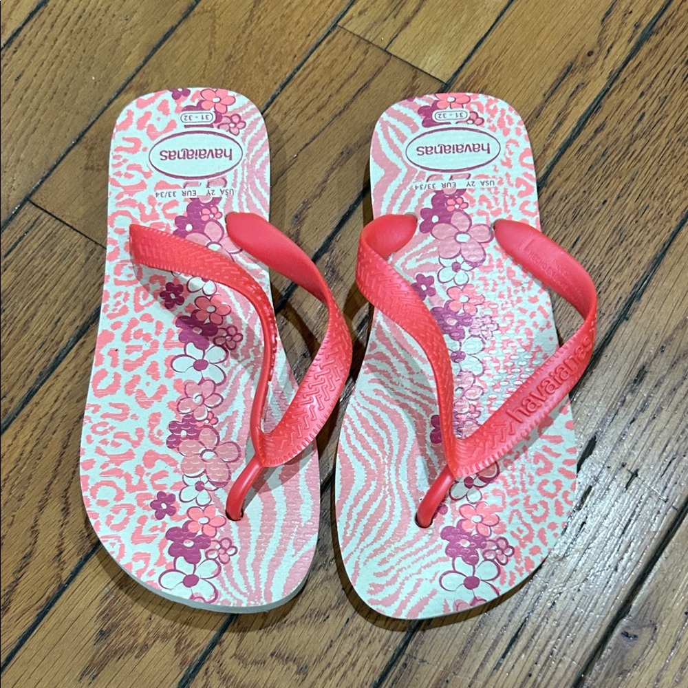 Havaianas Girls Pink Floral Flip Flops